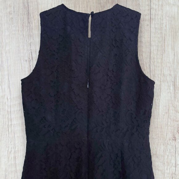 J CREW Navy Blue Lace Midi Sleeveless Fitted Sheath Dress Lined Wedding Formal 2 - Picture 3 of 7